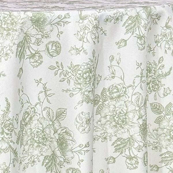 French Toile White/ Sage – Professional Party Rentals