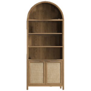 Light Oak Arched Rattan Bar Back