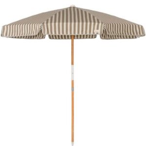 7.5' Decorative Umbrella - Taupe and Blue Stripe